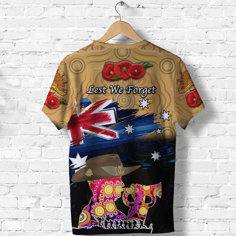 Australia Aboriginal ANZAC T shirt Remembrance Vibes - Gold - Vibe Hoodie Shop