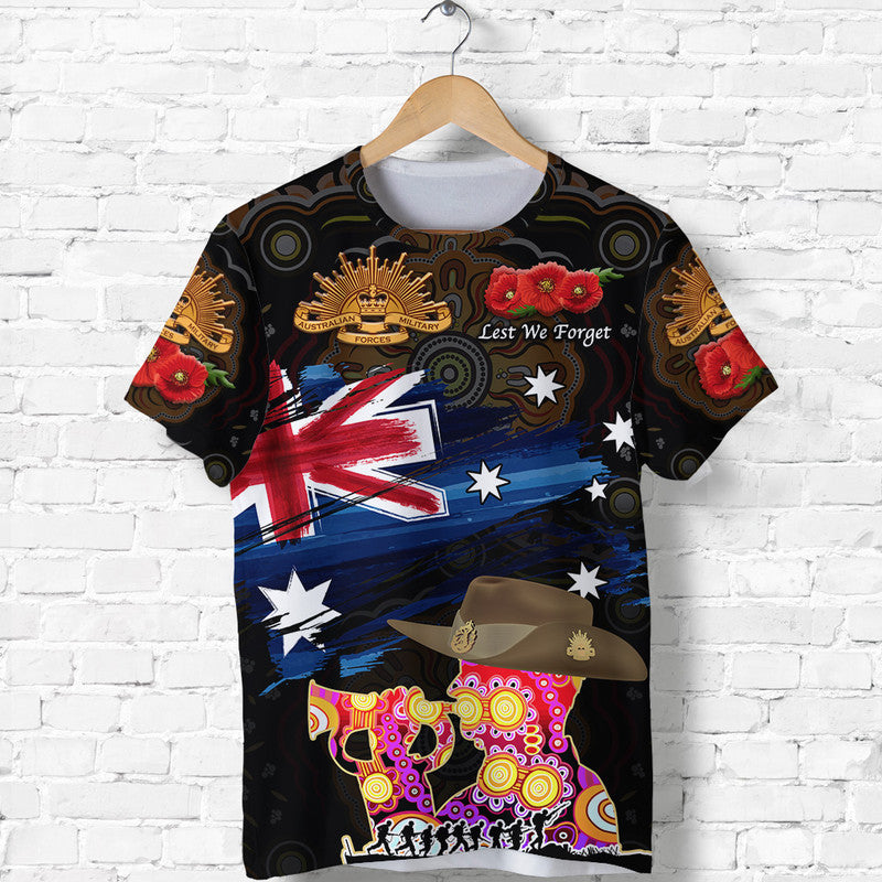 Australia Aboriginal ANZAC T shirt Remembrance Vibes - Black - Vibe Hoodie Shop