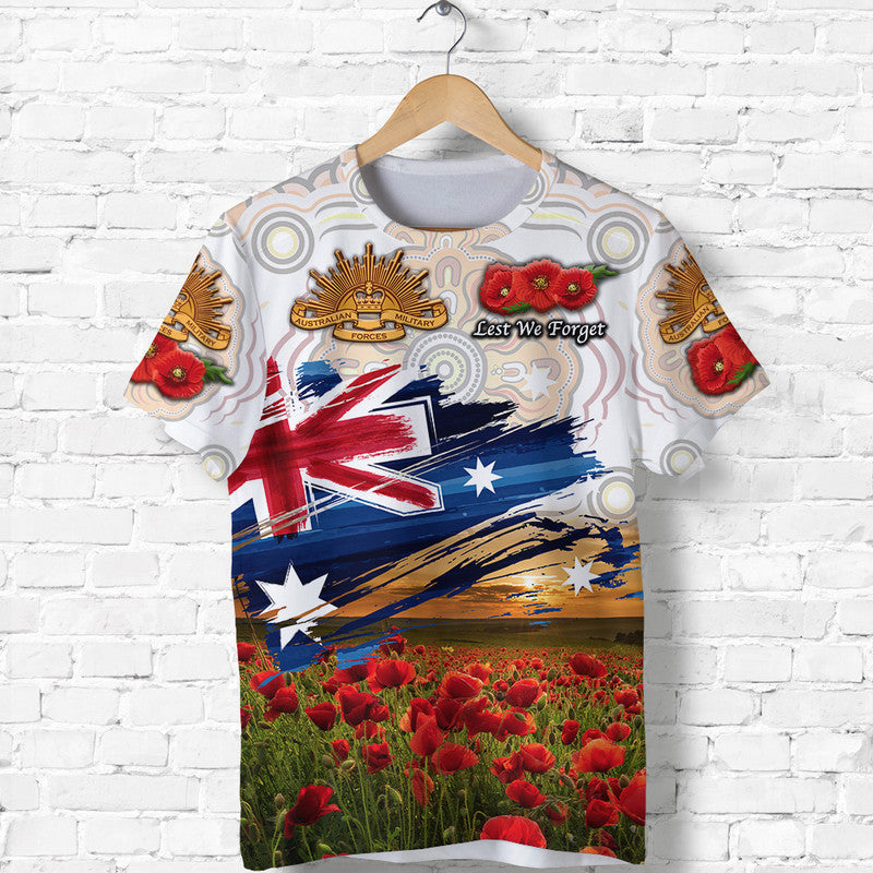 Australia Aboriginal ANZAC T shirt Poppy Vibes - White - Vibe Hoodie Shop