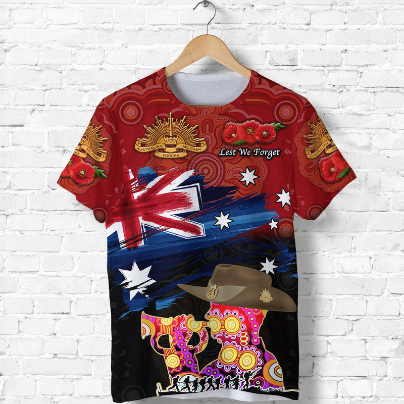 (Custom Personalised) Australia Aboriginal ANZAC T shirt Remembrance Vibes - Red - Vibe Hoodie Shop