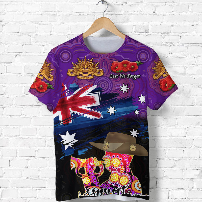 (Custom Personalised) Australia Aboriginal ANZAC T shirt Remembrance Vibes - Purple - Vibe Hoodie Shop