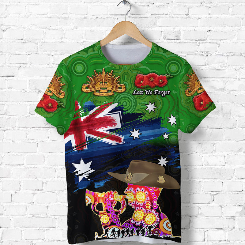 Australia Aboriginal ANZAC T shirt Remembrance Vibes - Green - Vibe Hoodie Shop