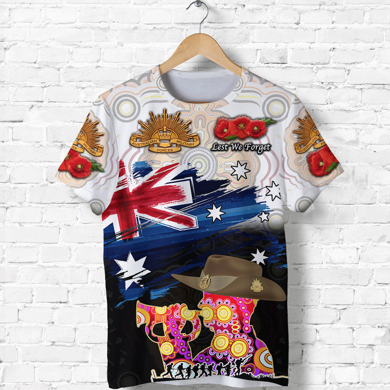 Australia Aboriginal ANZAC T shirt Remembrance Vibes - White - Vibe Hoodie Shop