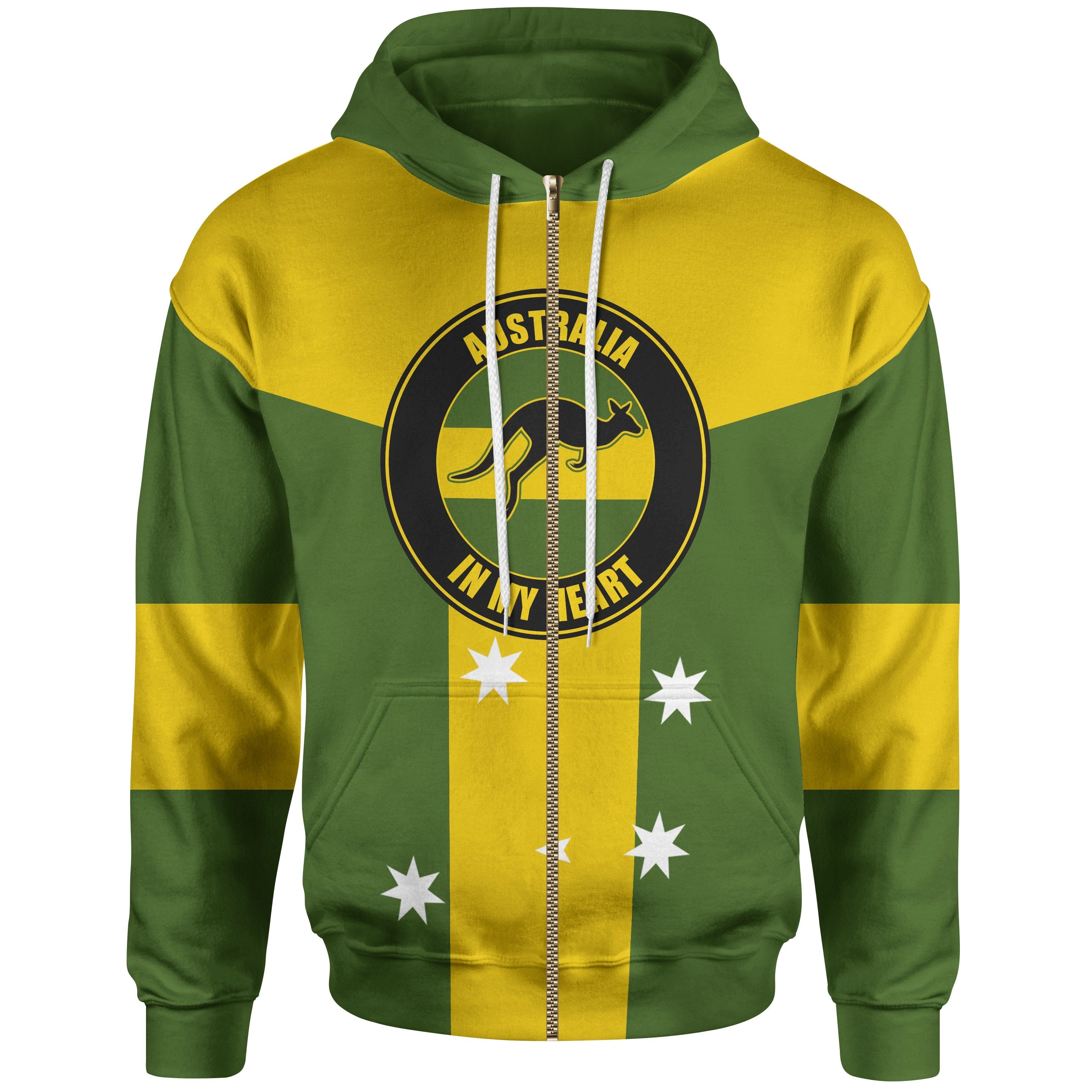 Zip Hoodie - Australia In My Heart Kangaroo Symbol - Vibe Hoodie Shop