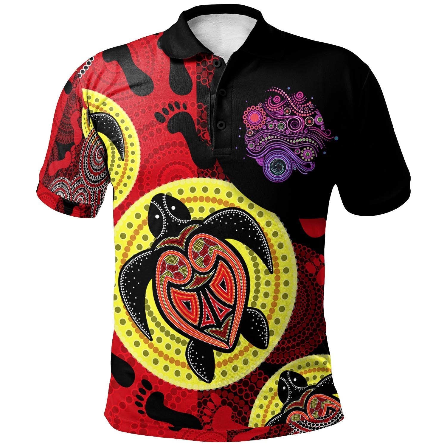 Aussie Aboriginal Polo Shirt With Foot Indigenous - Vibe Hoodie Shop