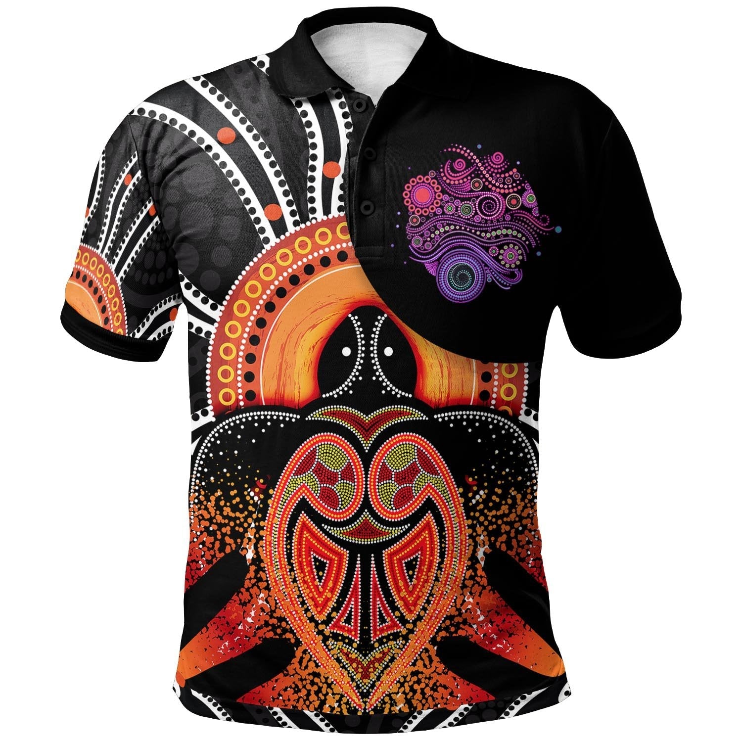 Aussie Aboriginal Polo Shirt With Turtle - Vibe Hoodie Shop