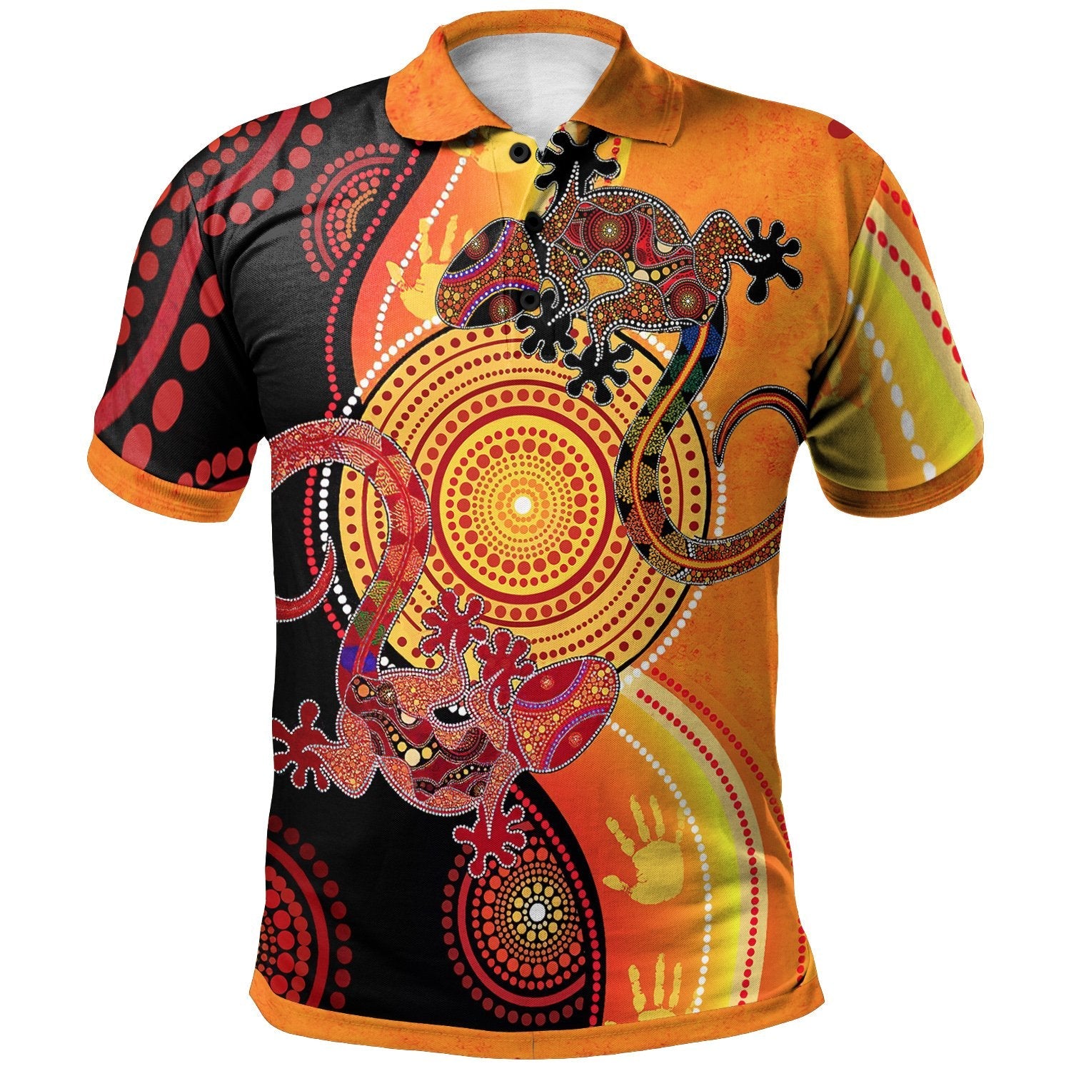 Aboriginal Polo Shirt - Couple Aboriginal Lizards - RLT20 - Vibe Hoodie Shop