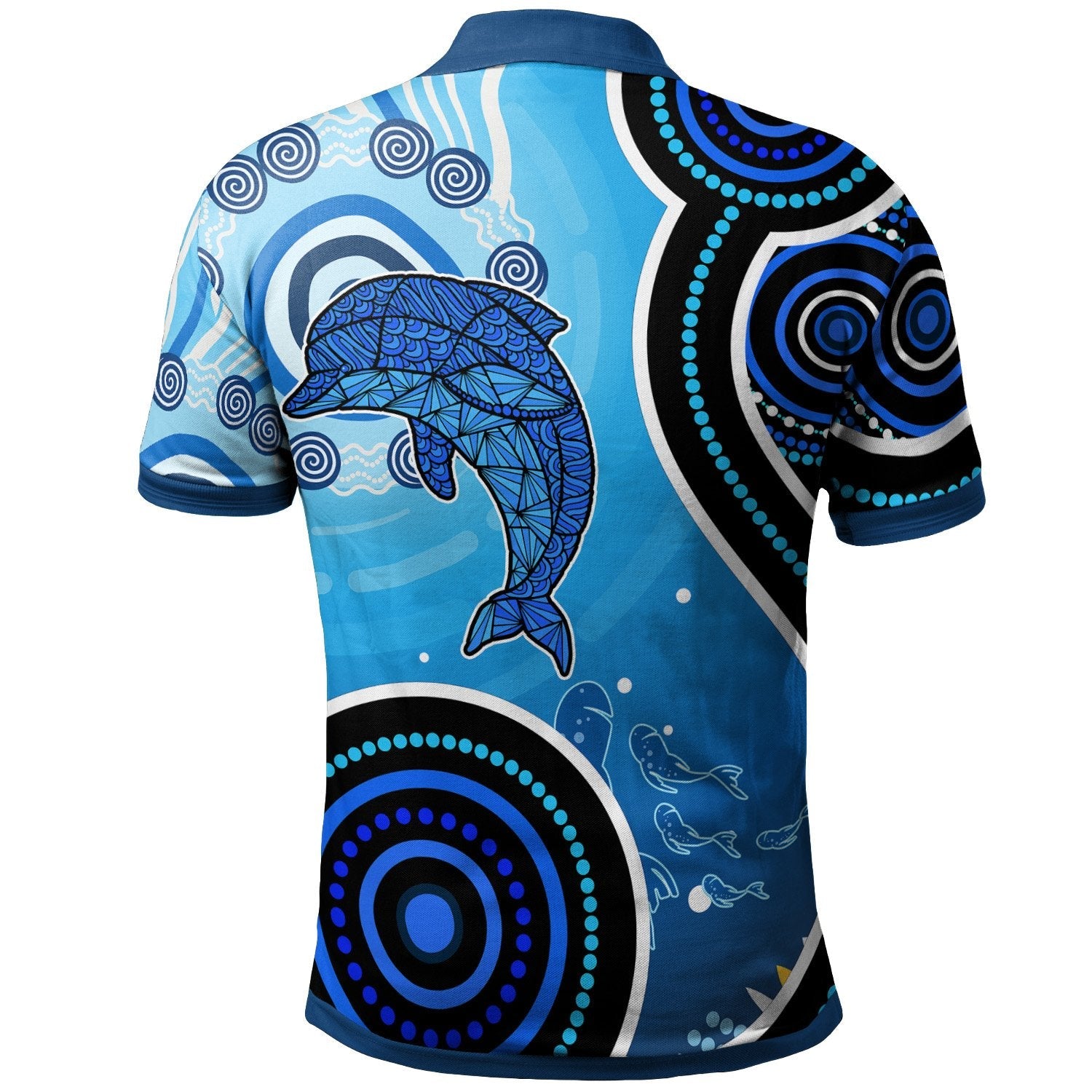 Aussie Aboriginal Polo Shirt Dolphin And Aboriginal Dot Patterns - Vibe Hoodie Shop