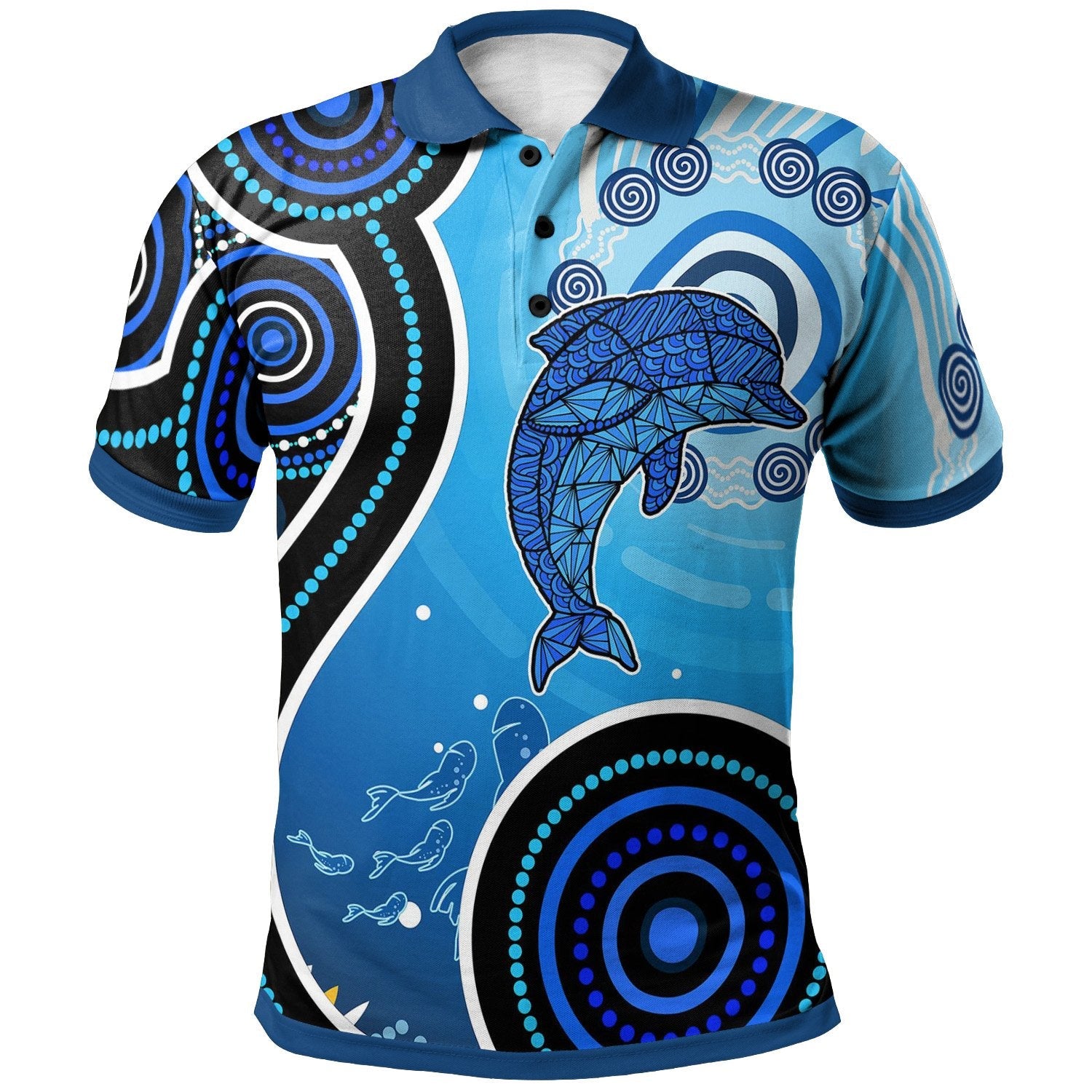 Aussie Aboriginal Polo Shirt Dolphin And Aboriginal Dot Patterns - Vibe Hoodie Shop