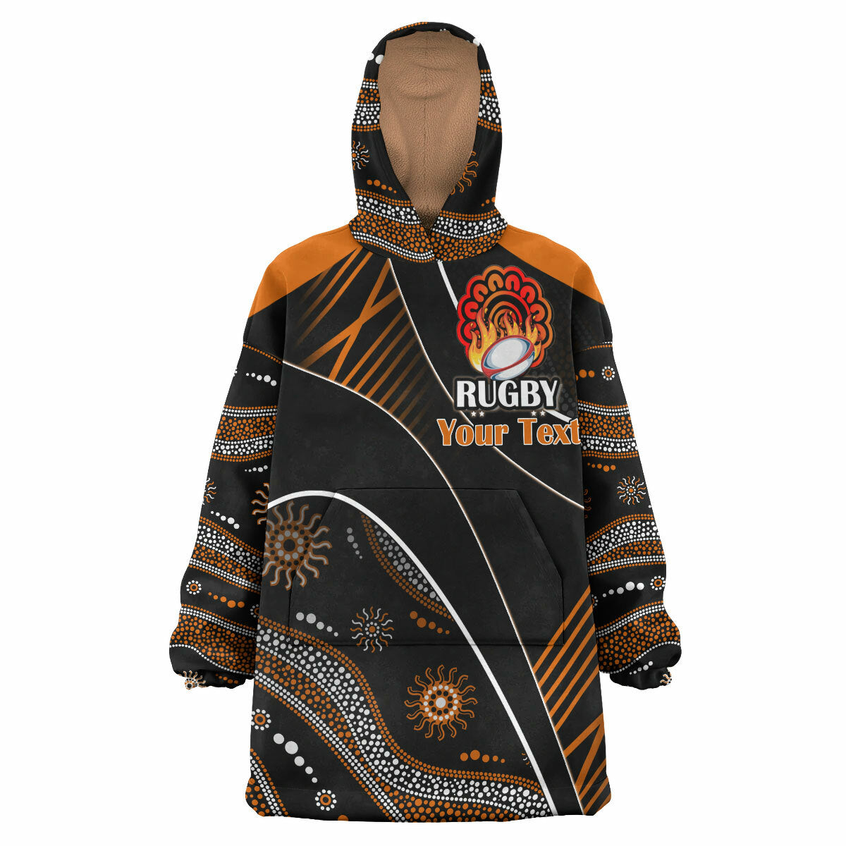 All Stars Rugby Snug Hoodie - Custom Anzac Rugby Ball In Fire Wearable Blanket Hoodie RLT14 - Vibe Hoodie Shop