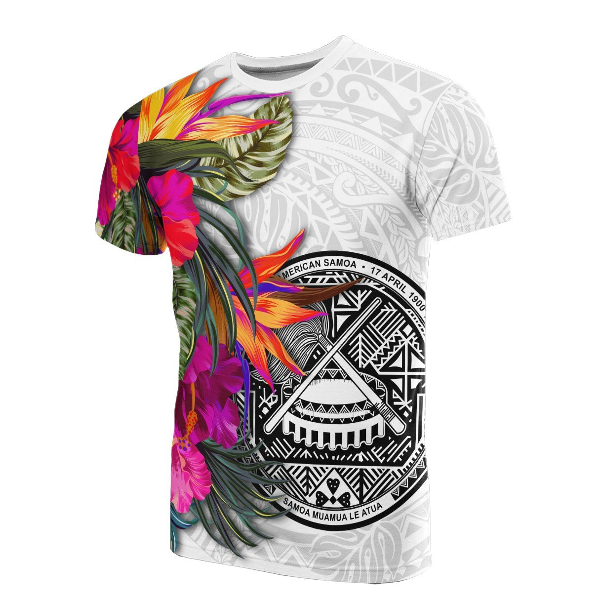 Vibe Hoodie American Samoa T shirt Polynesian Hibiscus White Pattern - Vibe Hoodie Shop