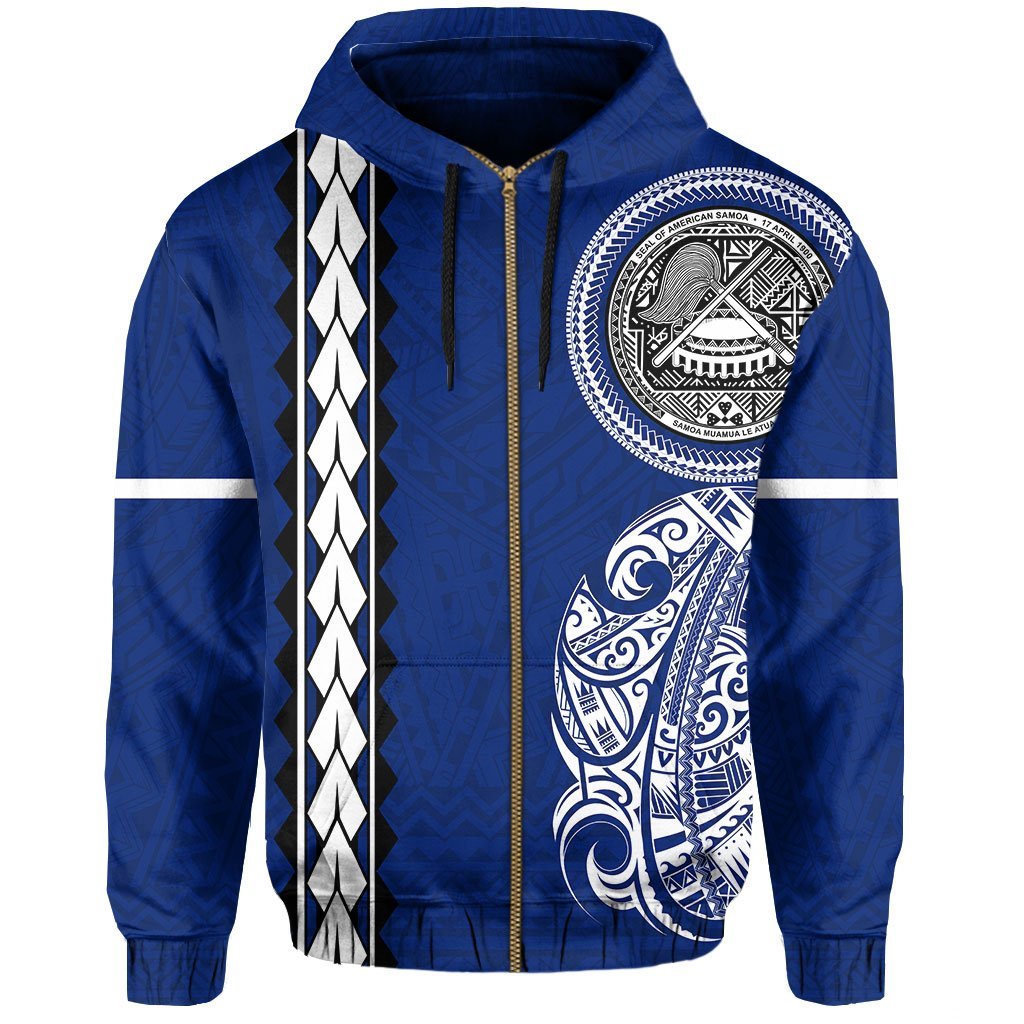 American Samoa Hoodie Zip - Polynesian Coat Of Arms - Vibe Hoodie Shop