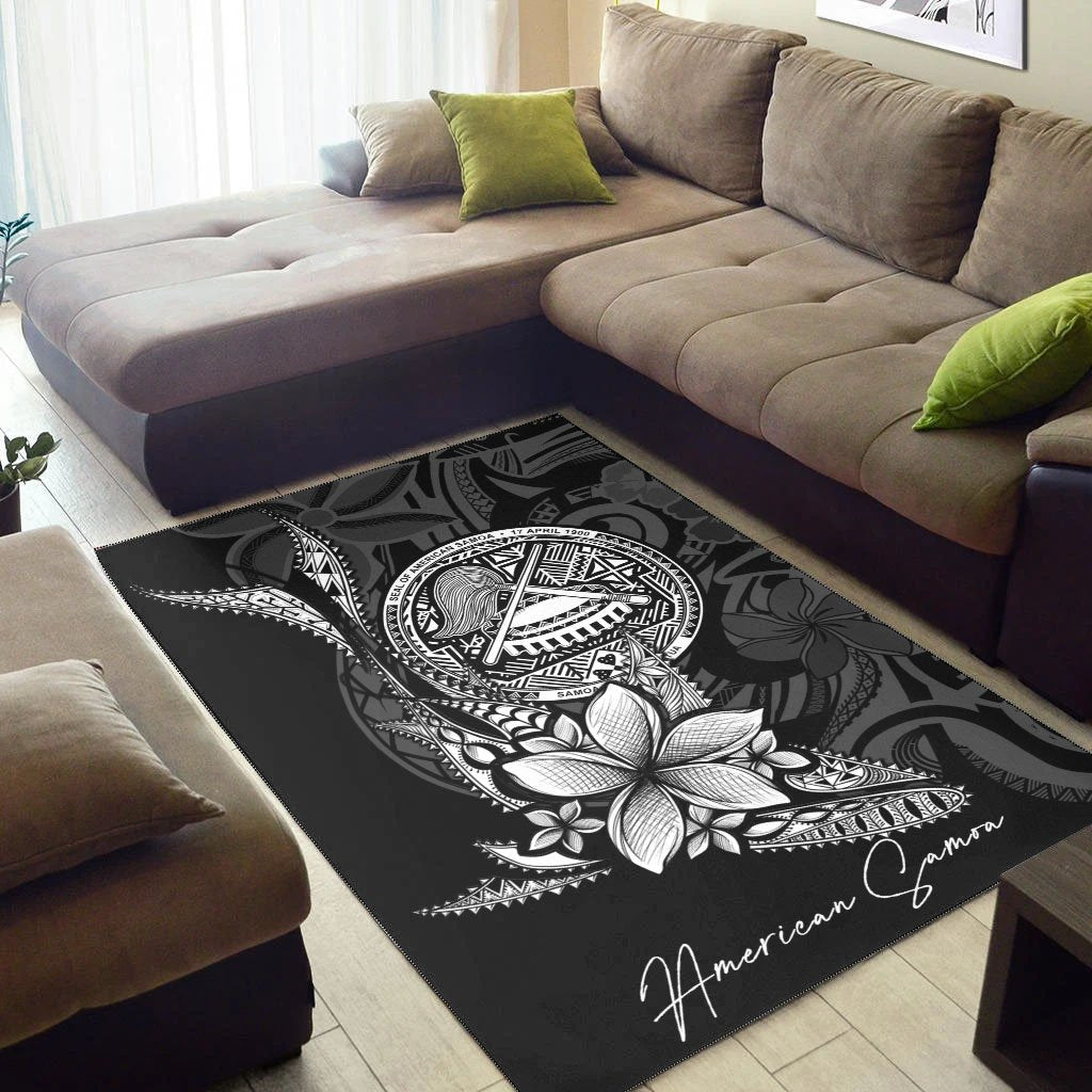 American Samoa Area Rug - Fish With Plumeria Flowers Style - Vibe Hoodie Shop