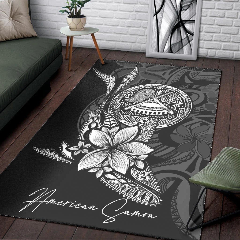 American Samoa Area Rug - Fish With Plumeria Flowers Style - Vibe Hoodie Shop