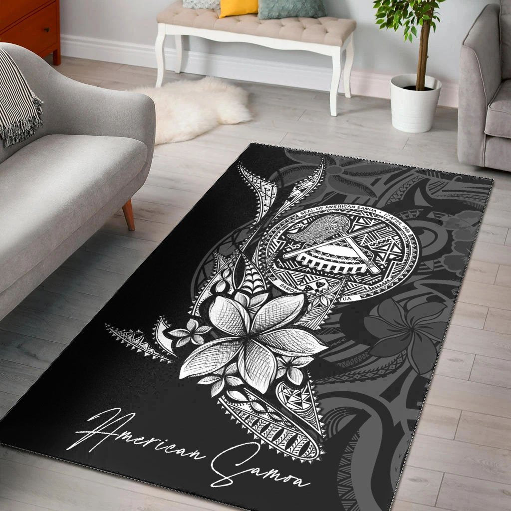 American Samoa Area Rug - Fish With Plumeria Flowers Style - Vibe Hoodie Shop