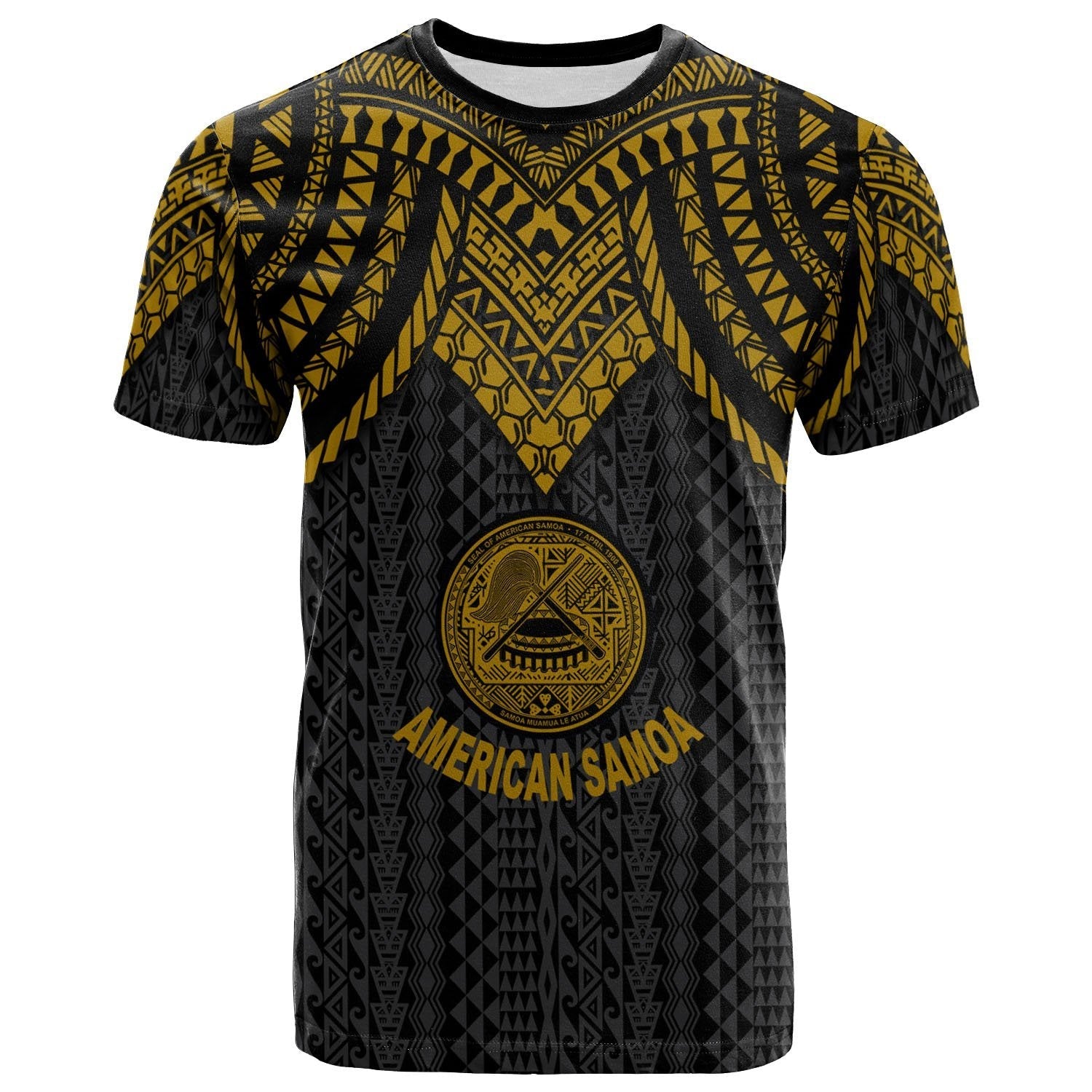 Vibe Hoodie American Samoa T shirt - Polynesian Armor Style Gold - Vibe Hoodie Shop
