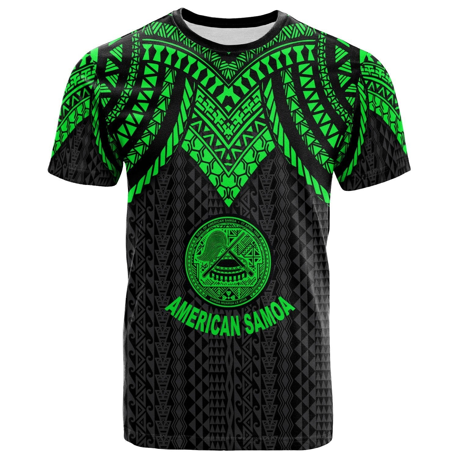 Vibe Hoodie American Samoa T shirt - Polynesian Armor Style Green - Vibe Hoodie Shop