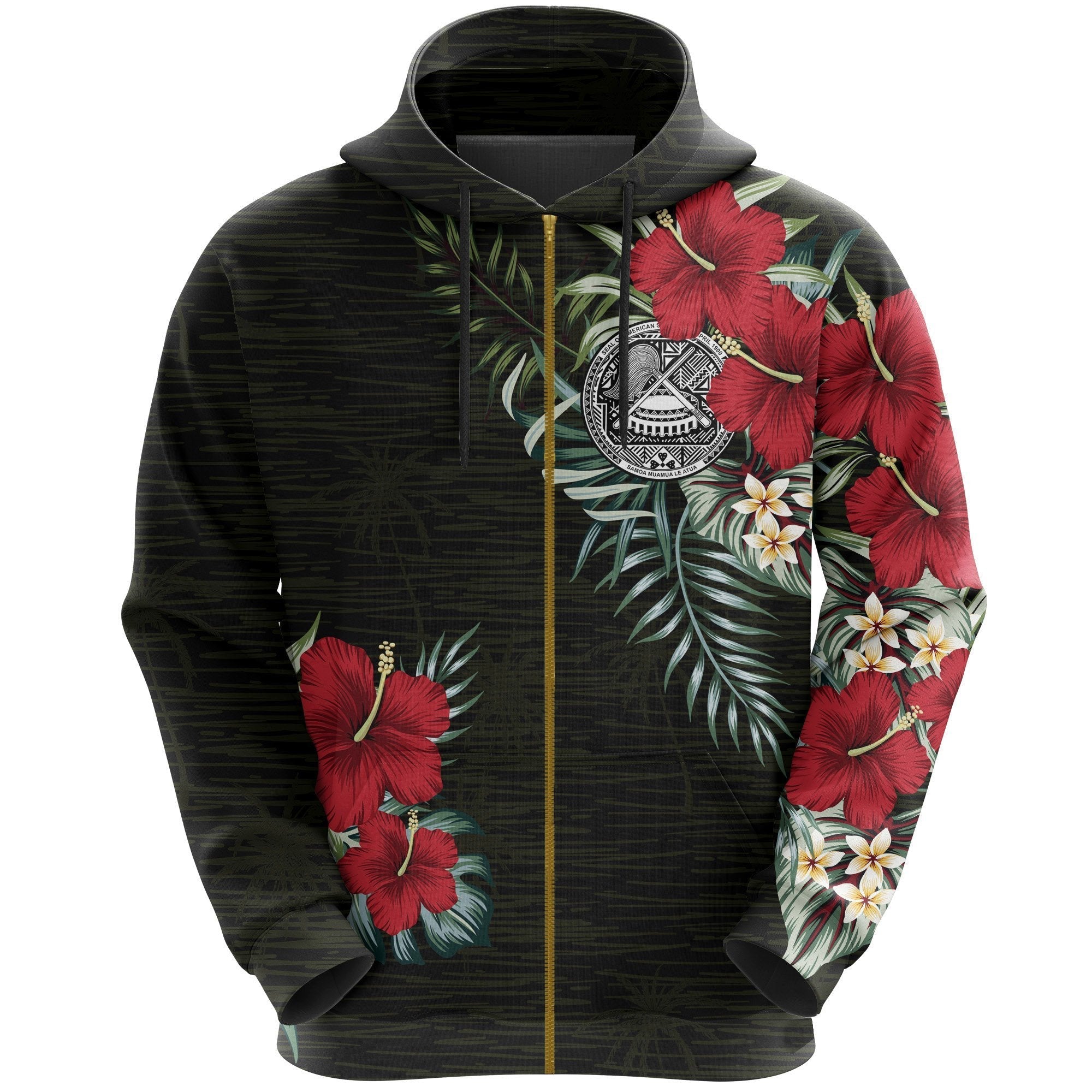 American Samoa Hibiscus Zipper Hoodie - Vibe Hoodie Shop