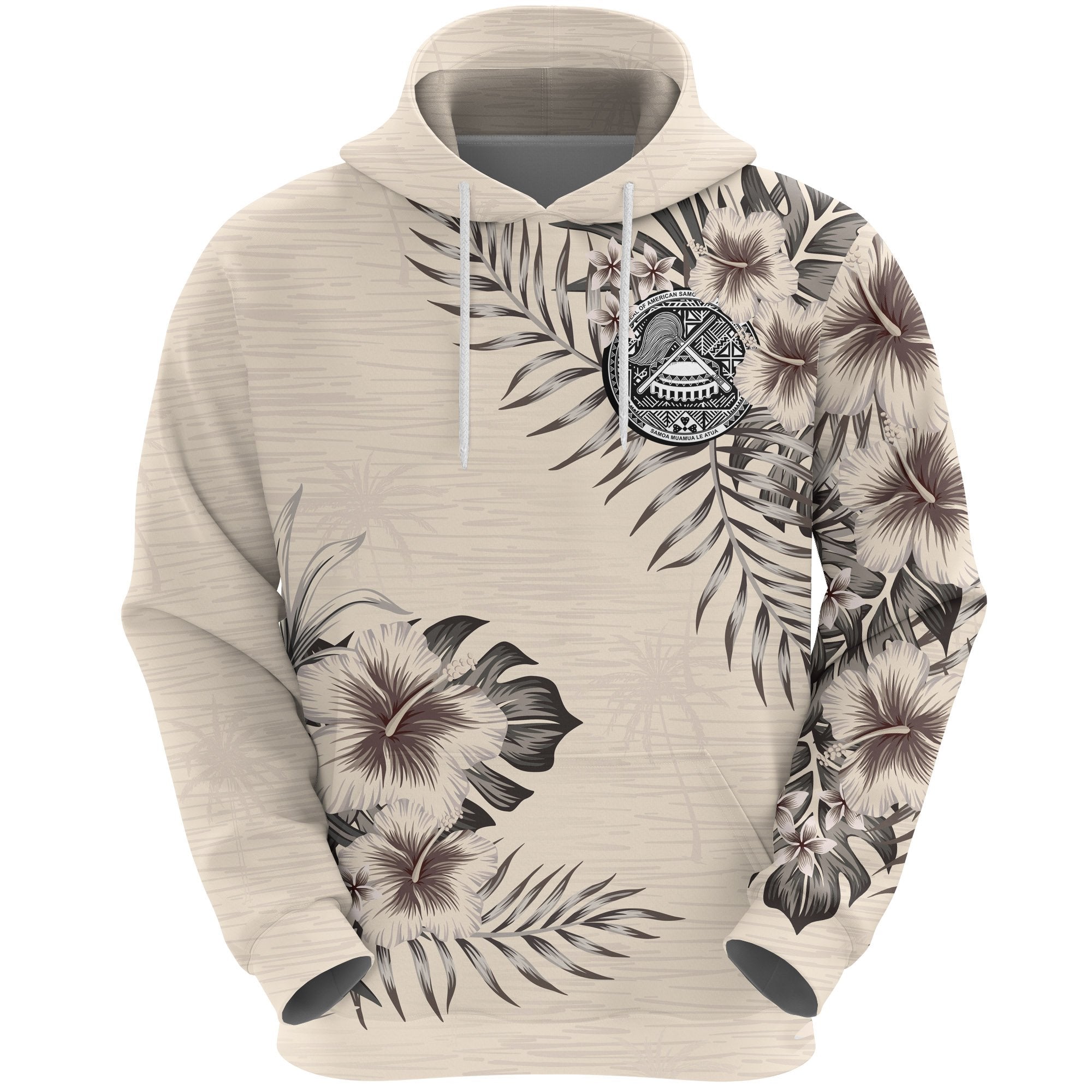 American Samoa Hoodie The Beige Hibiscus - Vibe Hoodie Shop