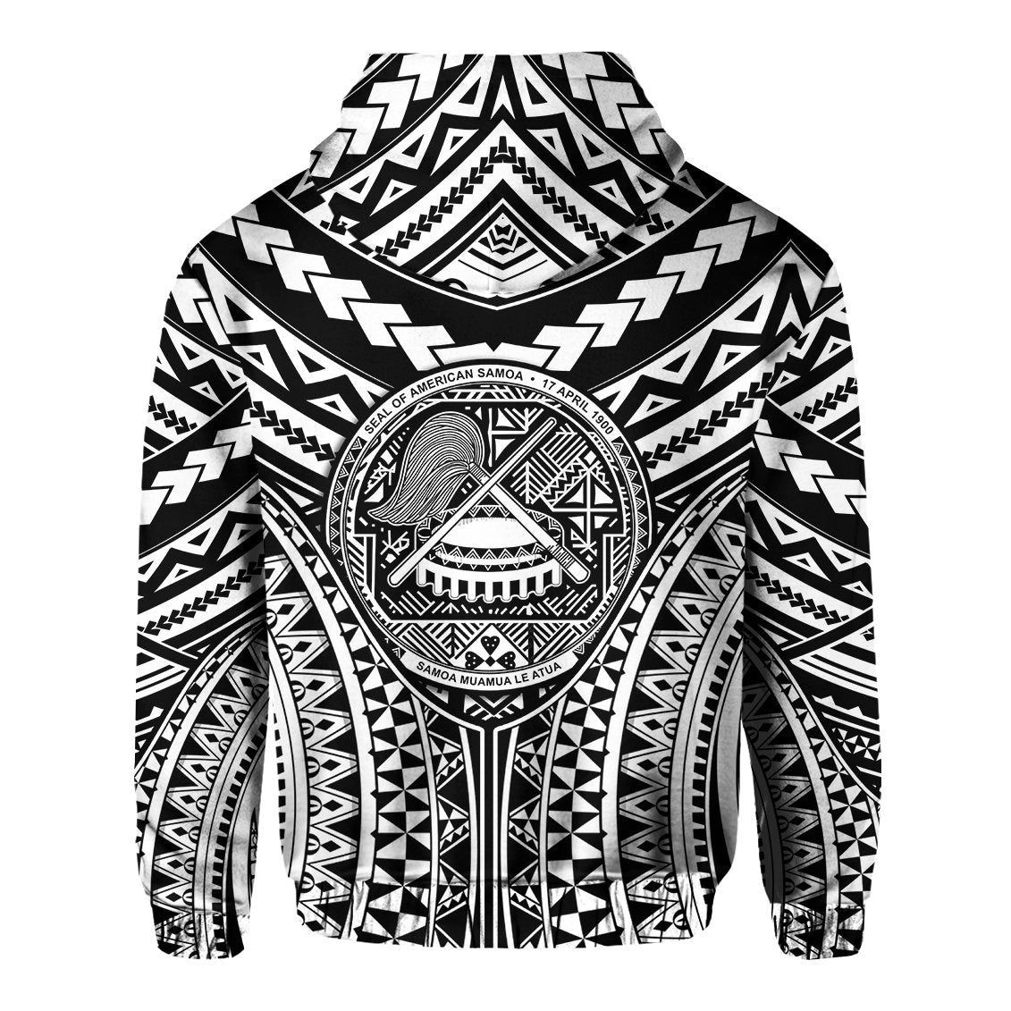 Polynesian Tattoo Hoodie, American Samoa Tribal Tattoo Pullover Hoodie - White - Vibe Hoodie Shop