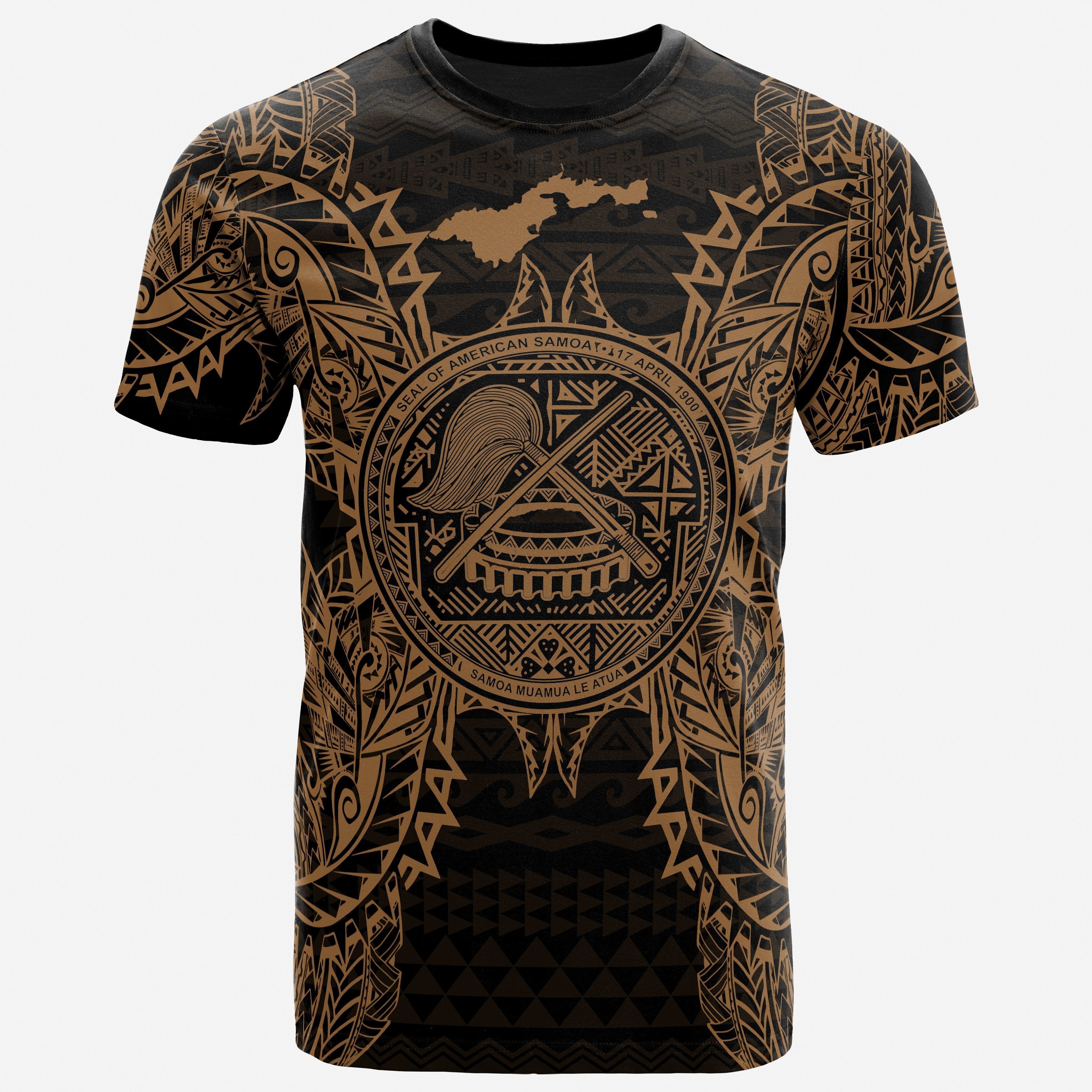 Vibe Hoodie American Samoa T shirt - American Samoa Seal Map Polynesian Tattoo Gold - Vibe Hoodie Shop