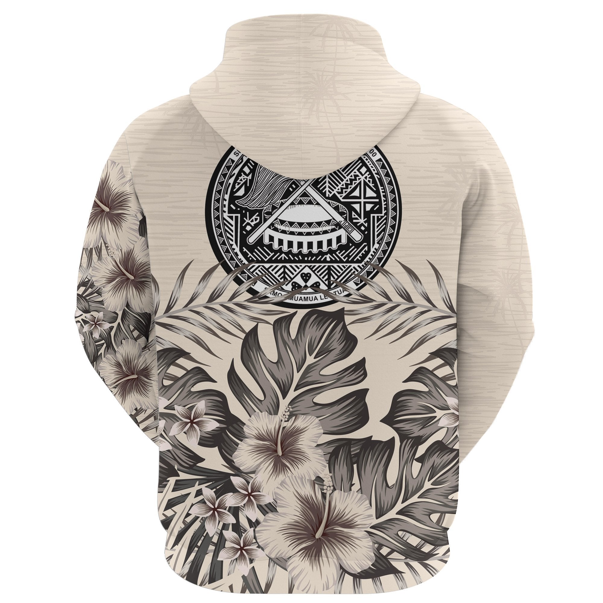 American Samoa Hoodie The Beige Hibiscus - Vibe Hoodie Shop