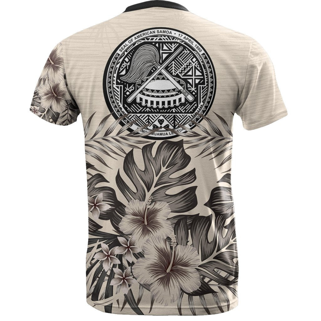 American Samoa T shirt The Beige Hibiscus - Vibe Hoodie Shop