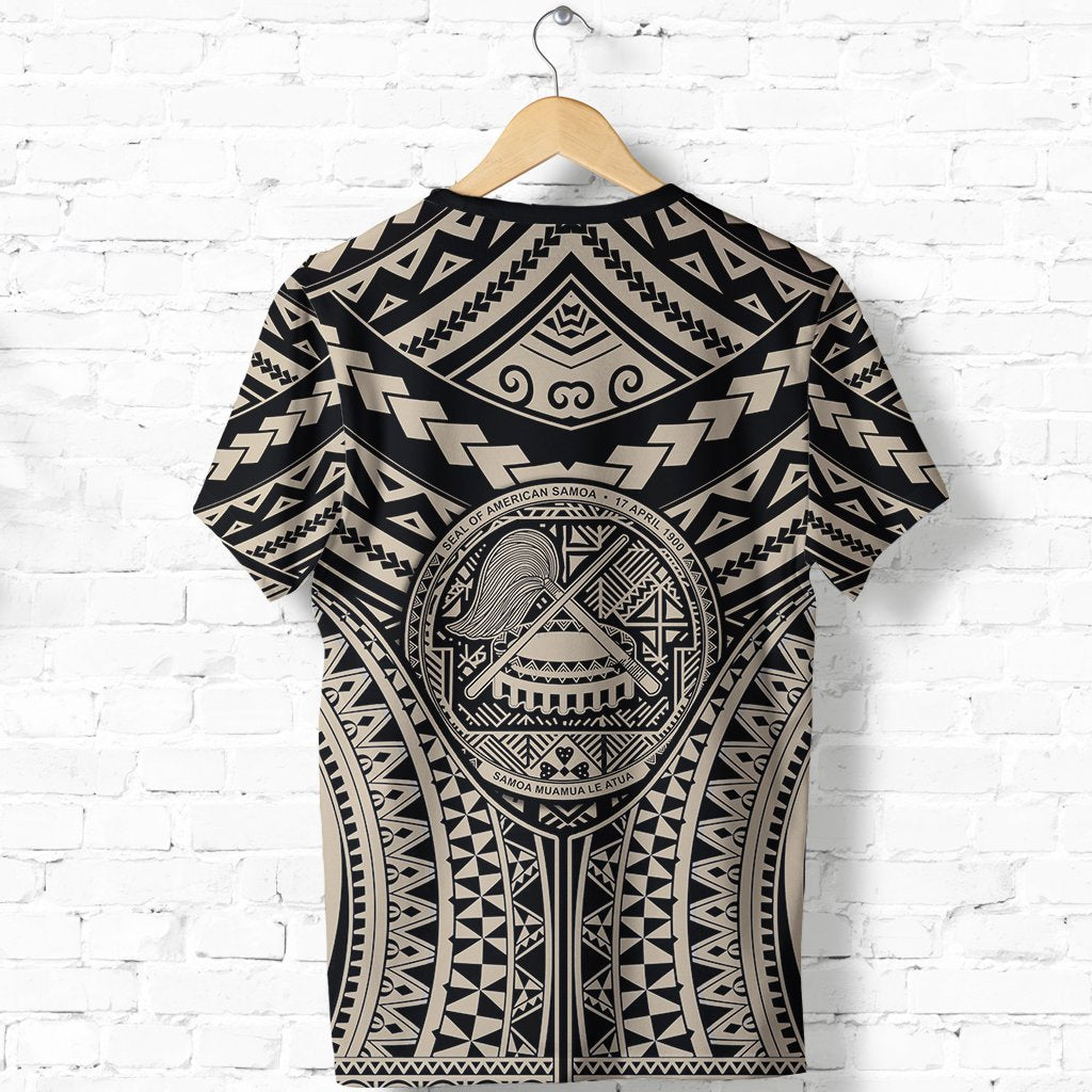 Polynesian Tattoo T shirt, American Samoa Tribal Tattoo Shirt - Tan - Vibe Hoodie Shop