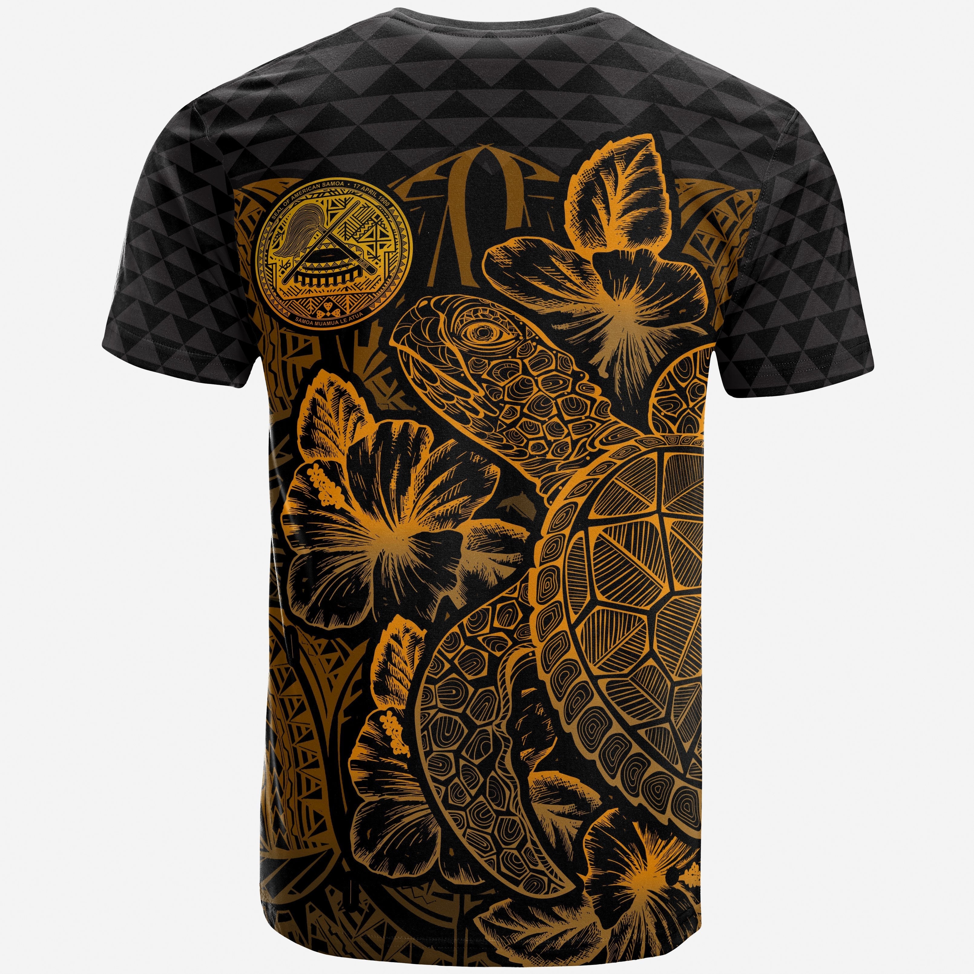 Vibe Hoodie American Samoa T shirt - American Samoa Turtle Hibiscus Gold - Vibe Hoodie Shop