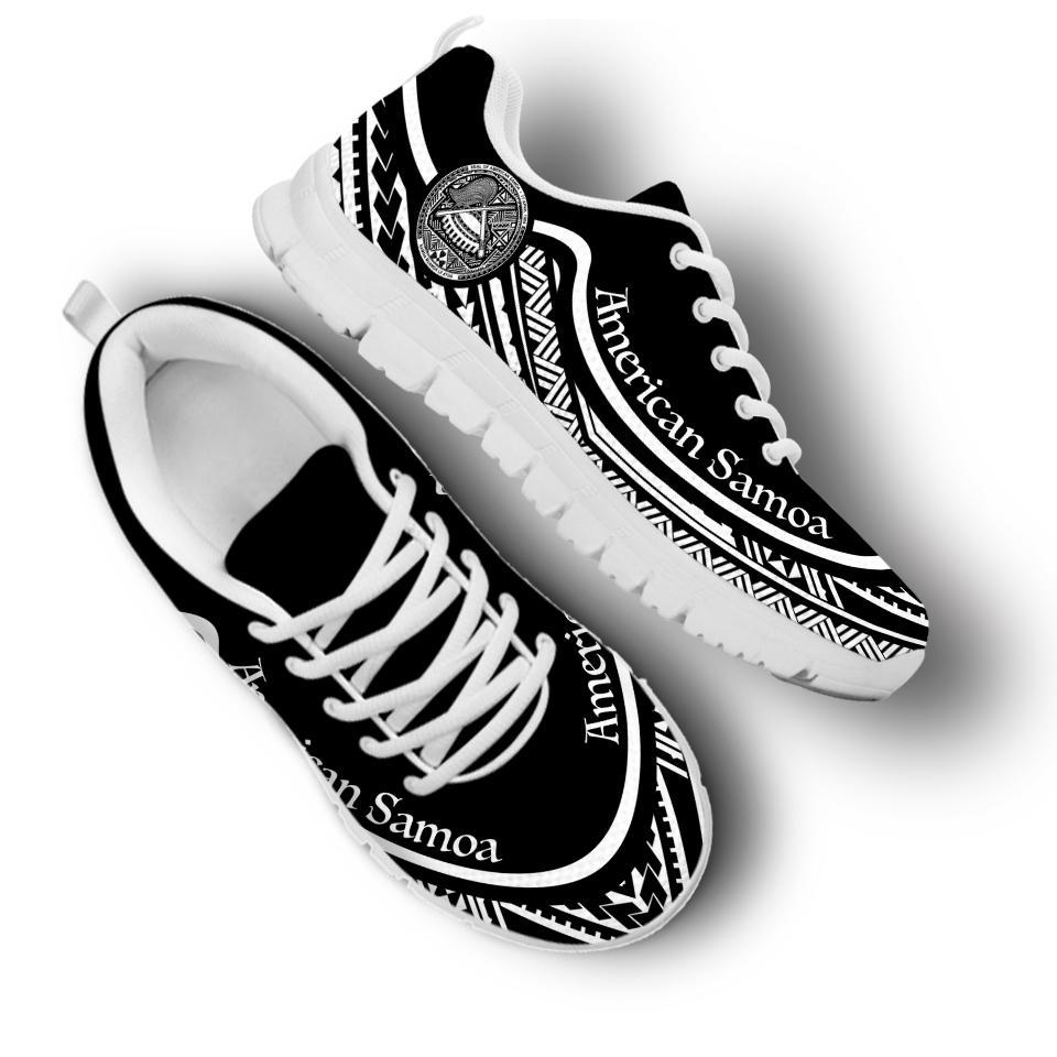 American Samoa Wave Sneakers Black White Color - Vibe Hoodie Shop