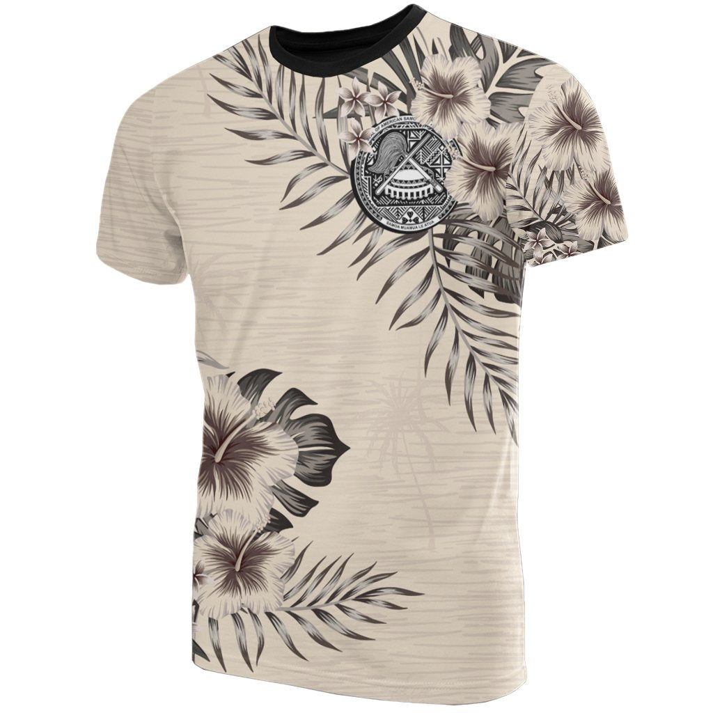 American Samoa T shirt The Beige Hibiscus - Vibe Hoodie Shop