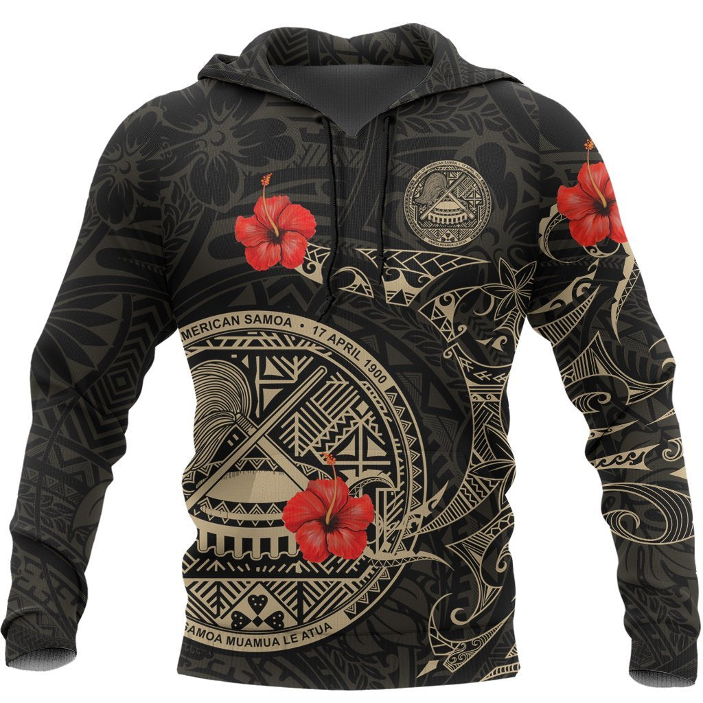 American Samoa Hoodie Hibiscus Tattoo Style - Vibe Hoodie Shop