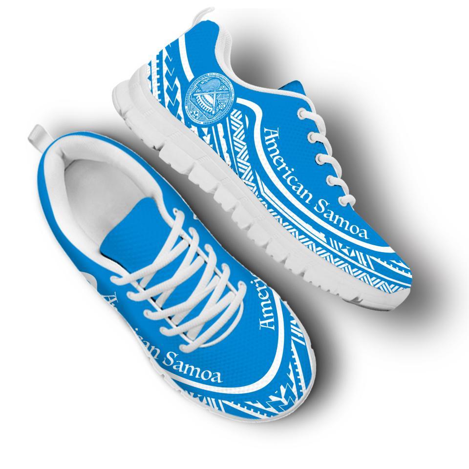 American Samoa Wave Sneakers White Blue Color - Vibe Hoodie Shop