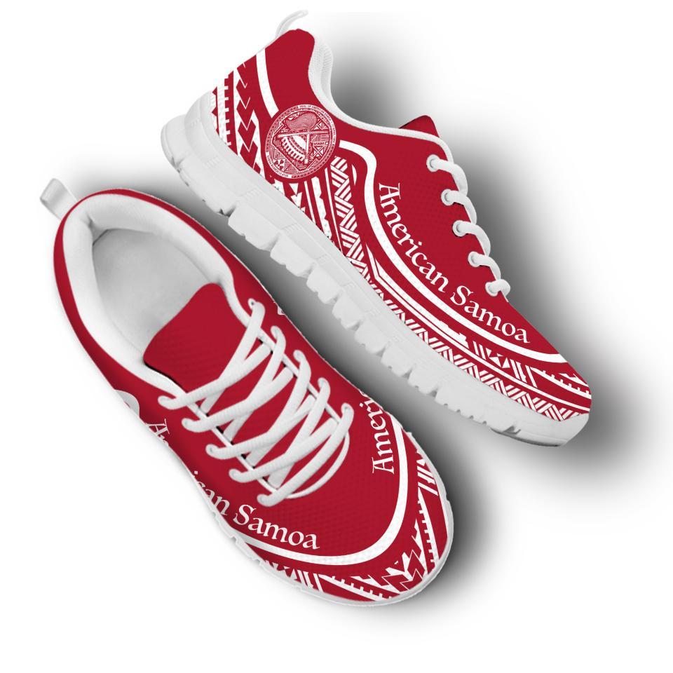 American Samoa Wave Sneakers White Red Color - Vibe Hoodie Shop