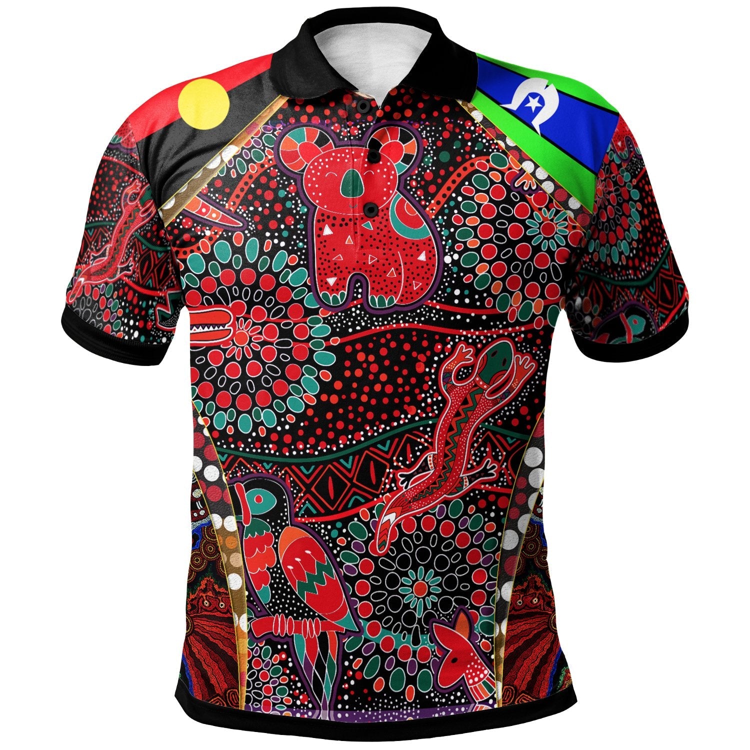 Polo Shirt, Aboriginal Animal and Dot Patterns - Vibe Hoodie Shop