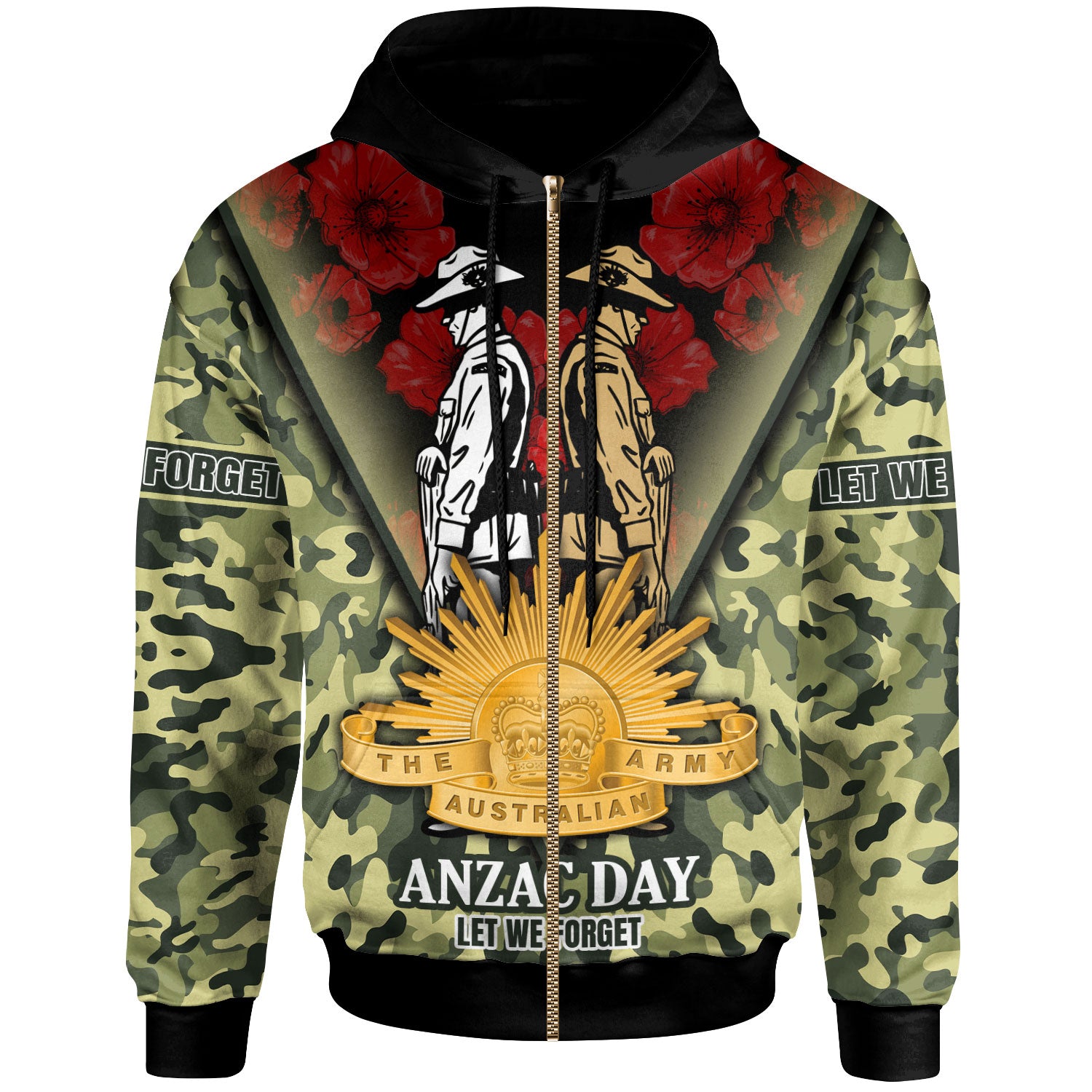 Anzac Day Hoodie - Australian Army Camo Patterns - Vibe Hoodie Shop