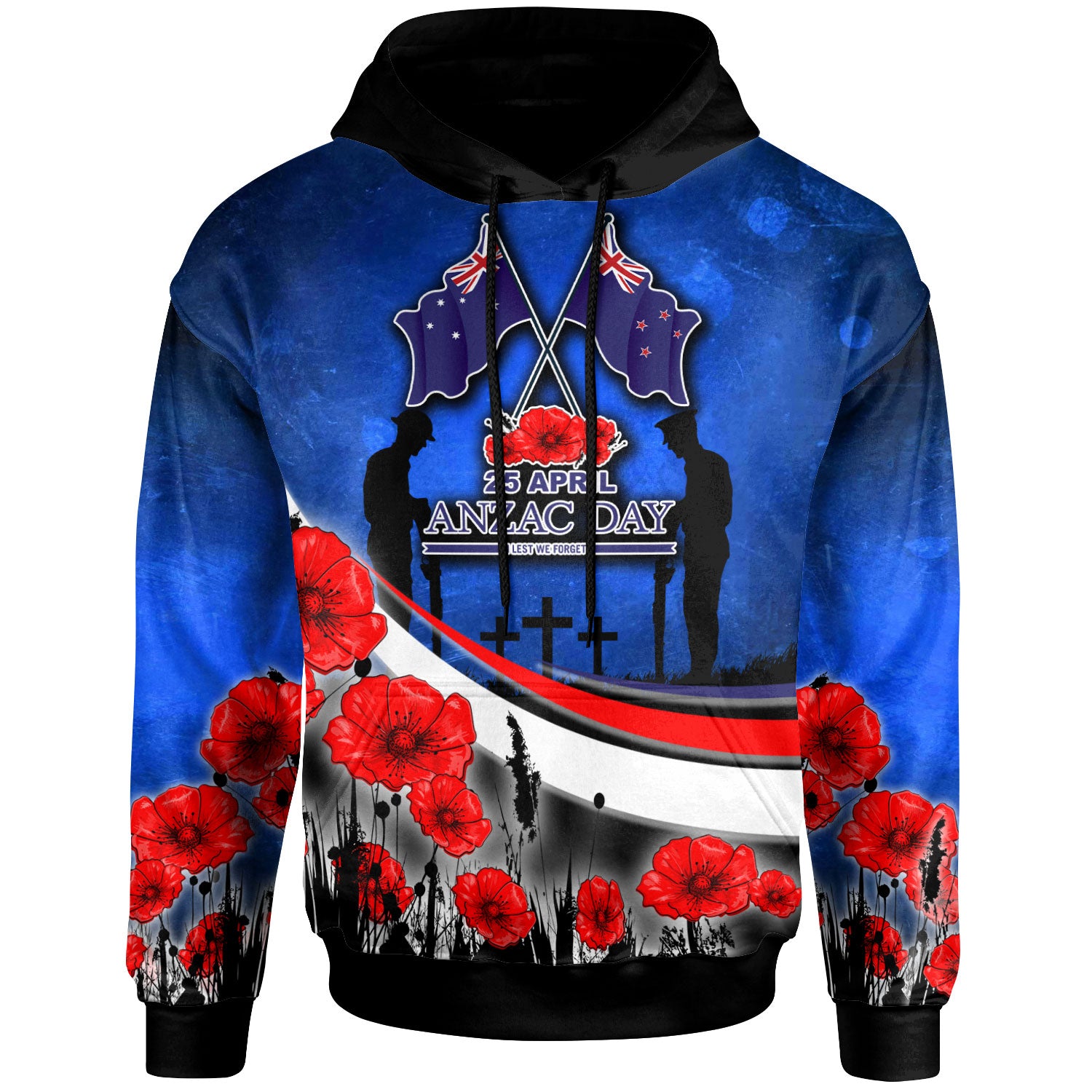 Anzac Day NZ Australia Hoodie - Poppies Flowers - Vibe Hoodie Shop