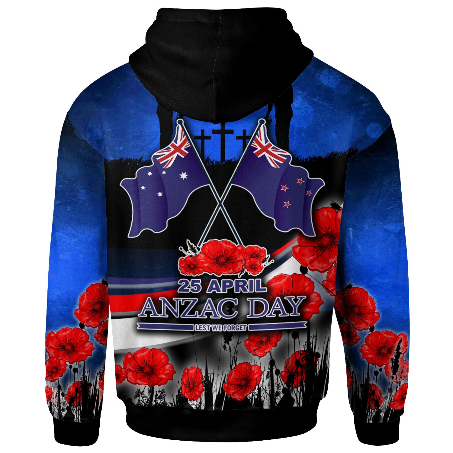 Anzac Day NZ Australia Hoodie - Poppies Flowers - Vibe Hoodie Shop