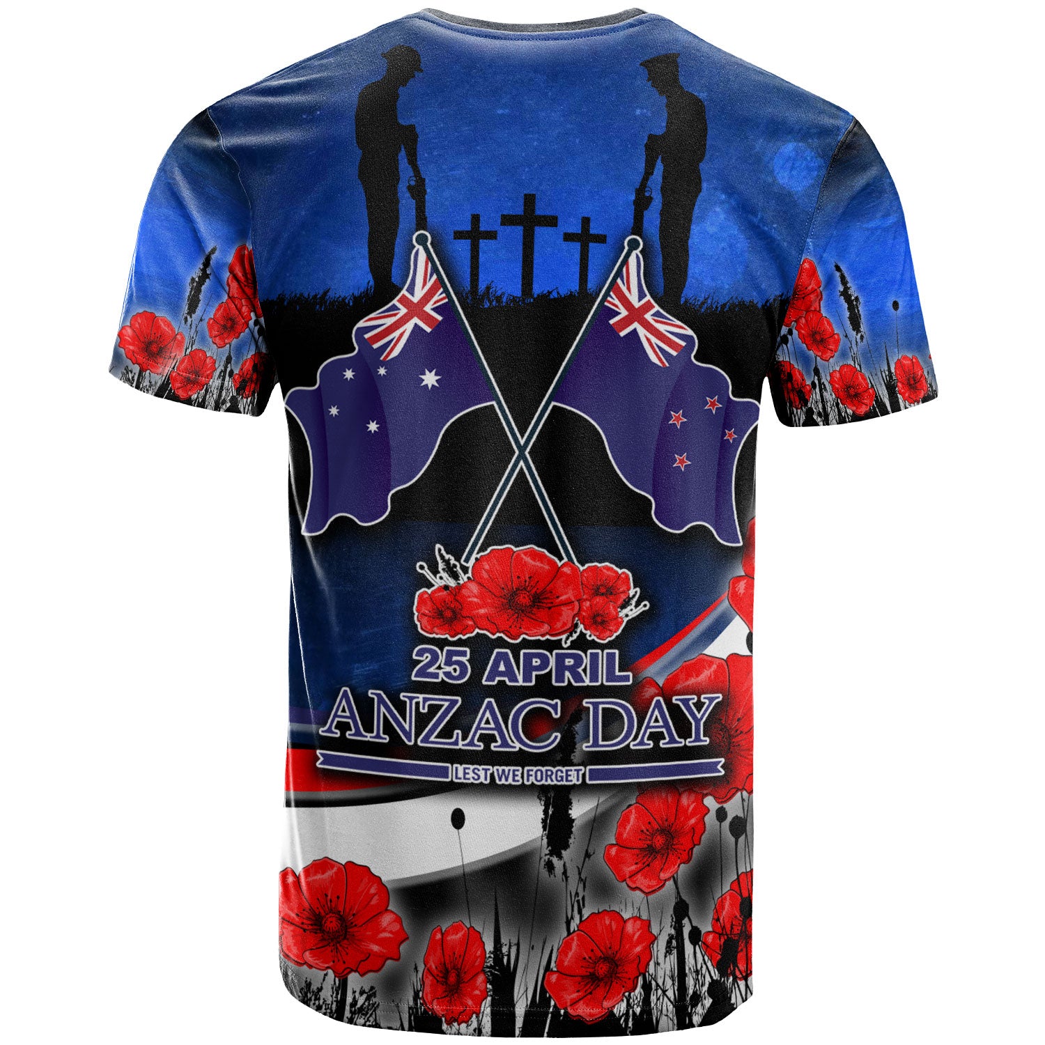 Anzac Day NZ Australia T-shirt - Poppies Flowers - Vibe Hoodie Shop