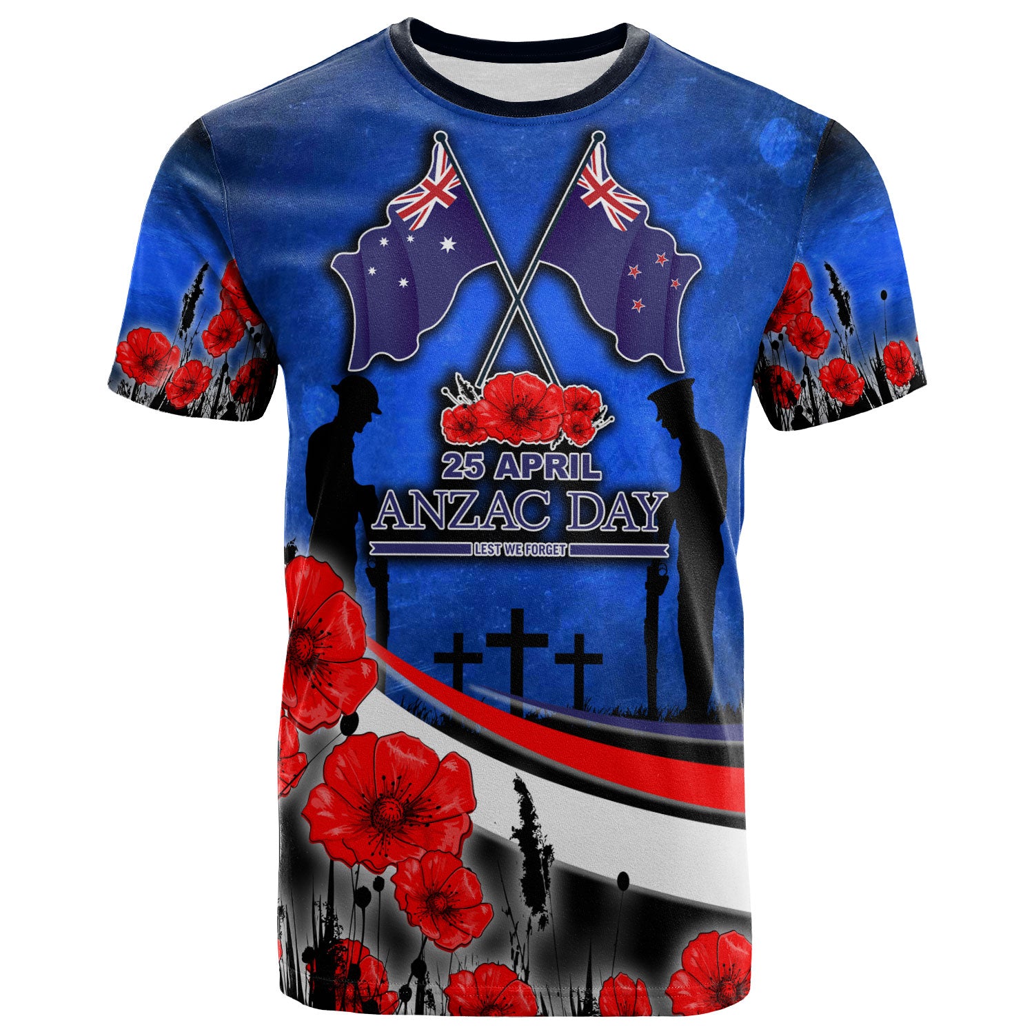 Anzac Day NZ Australia T-shirt - Poppies Flowers - Vibe Hoodie Shop