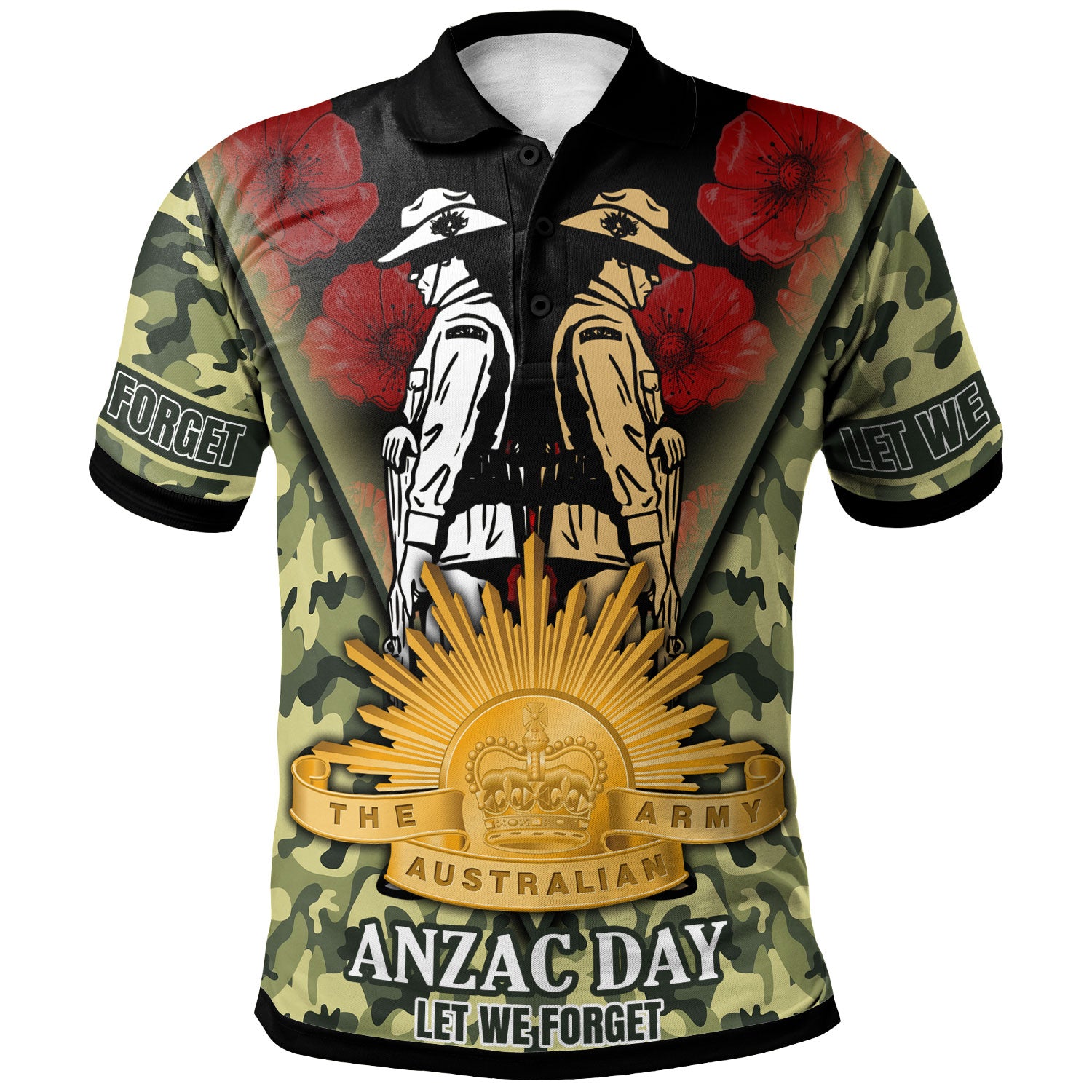 Anzac Day Polo Shirt - Australian Army Camo Patterns - Vibe Hoodie Shop