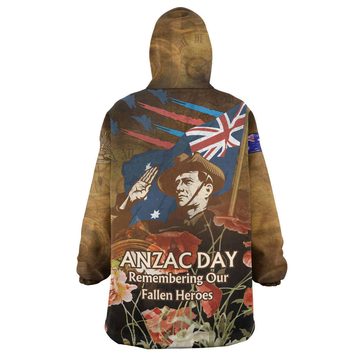 Anzac Day Wearable Blanket Hoodie - Remembering Our Fallen Heroes Wearable Blanket Hoodie - Vibe Hoodie Shop