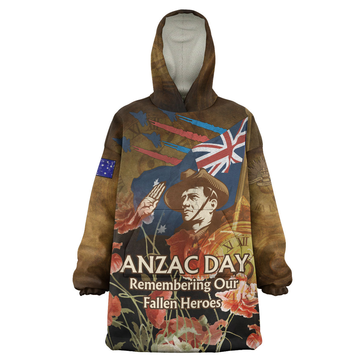 Anzac Day Wearable Blanket Hoodie - Remembering Our Fallen Heroes Wearable Blanket Hoodie - Vibe Hoodie Shop