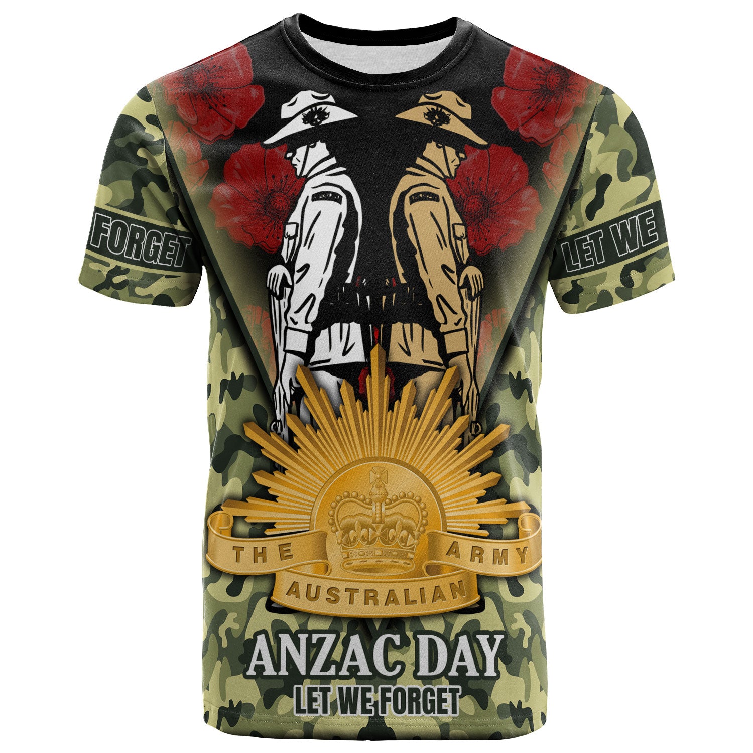 Anzac Day T-shirt - Australian Army Camo Patterns - Vibe Hoodie Shop