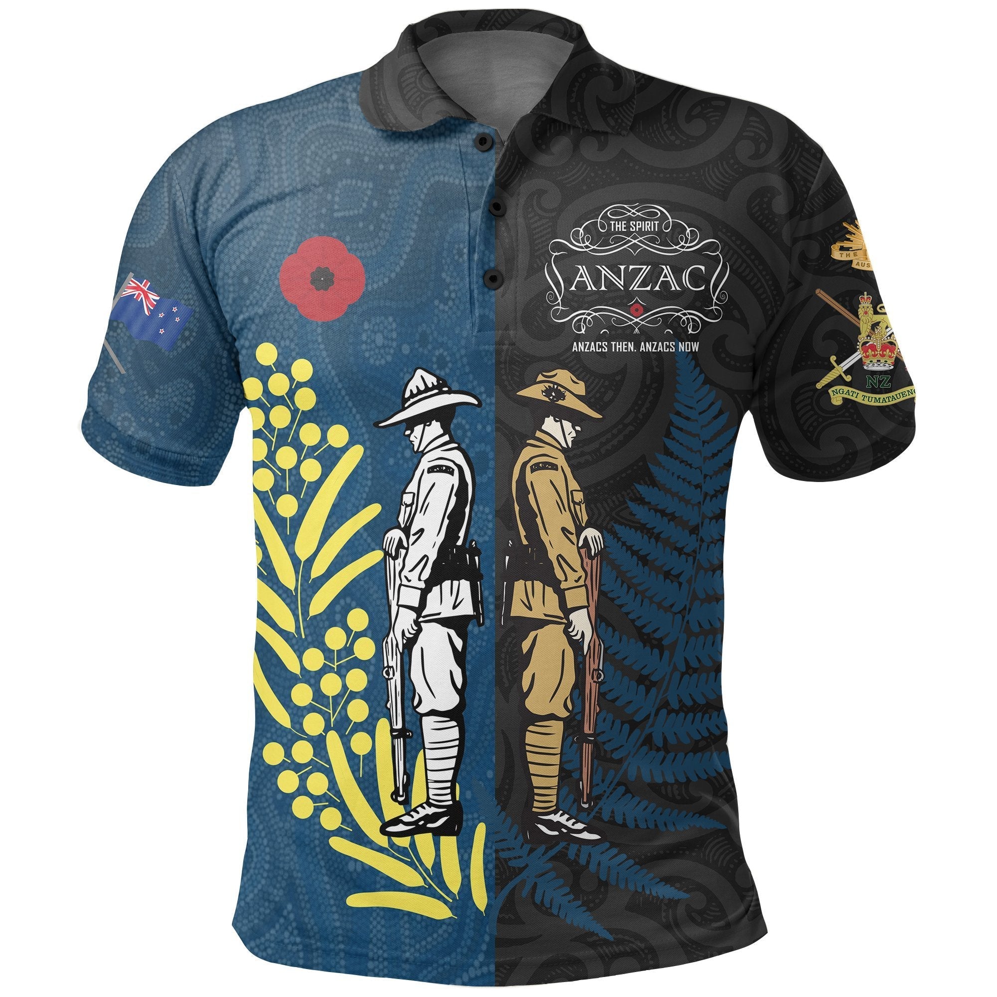 ANZAC Spirit Polo Shirt, Lest We Forget Golf Shirts - Blue - Vibe Hoodie Shop