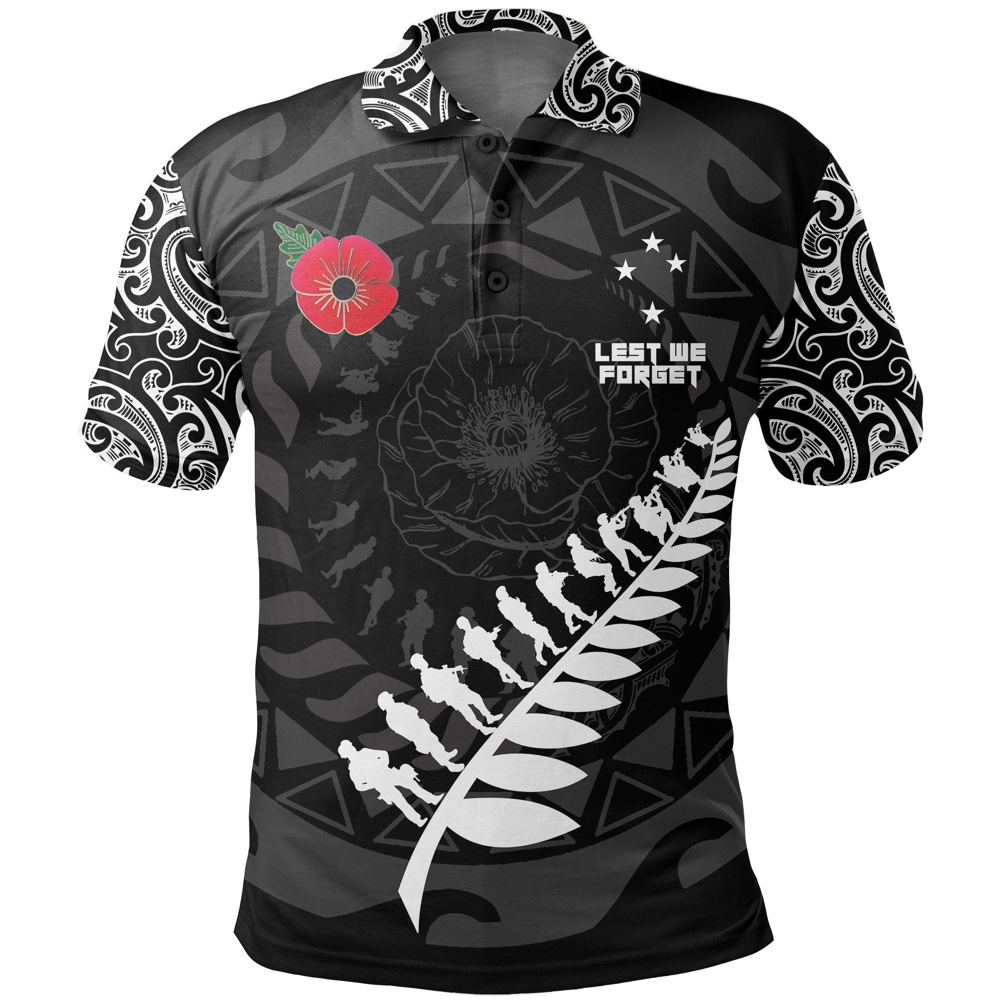 ANZAC Tattoo New Zealand Polo Shirt, Lest We Forget Golf Shirts - Vibe Hoodie Shop