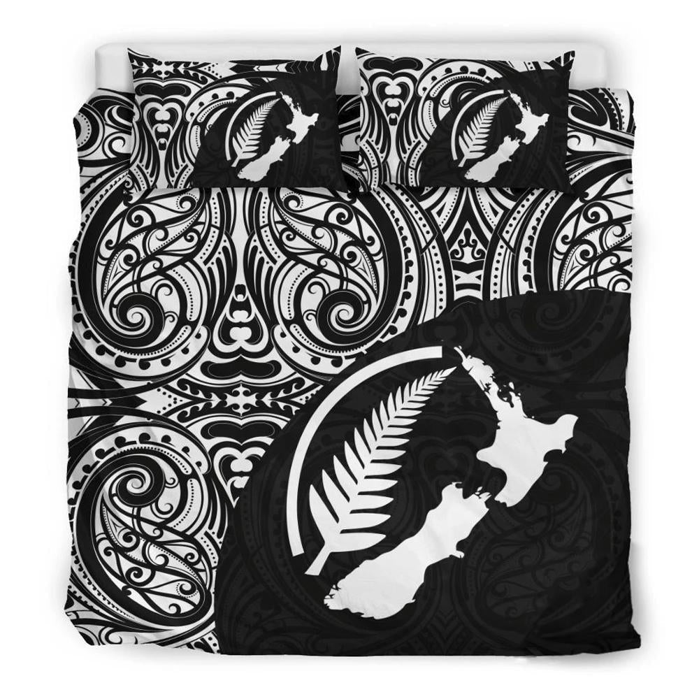 Aotearoa Maori With Map And Silver Fern Bedding Set - Vibe Hoodie Shop