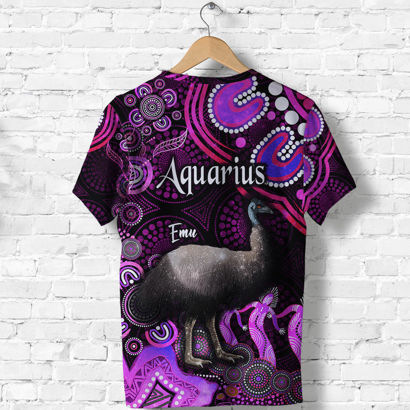 Australian Astrology T Shirt Aquarius Emu Glider Zodiac Aboriginal Vibes - Pink - Vibe Hoodie Shop