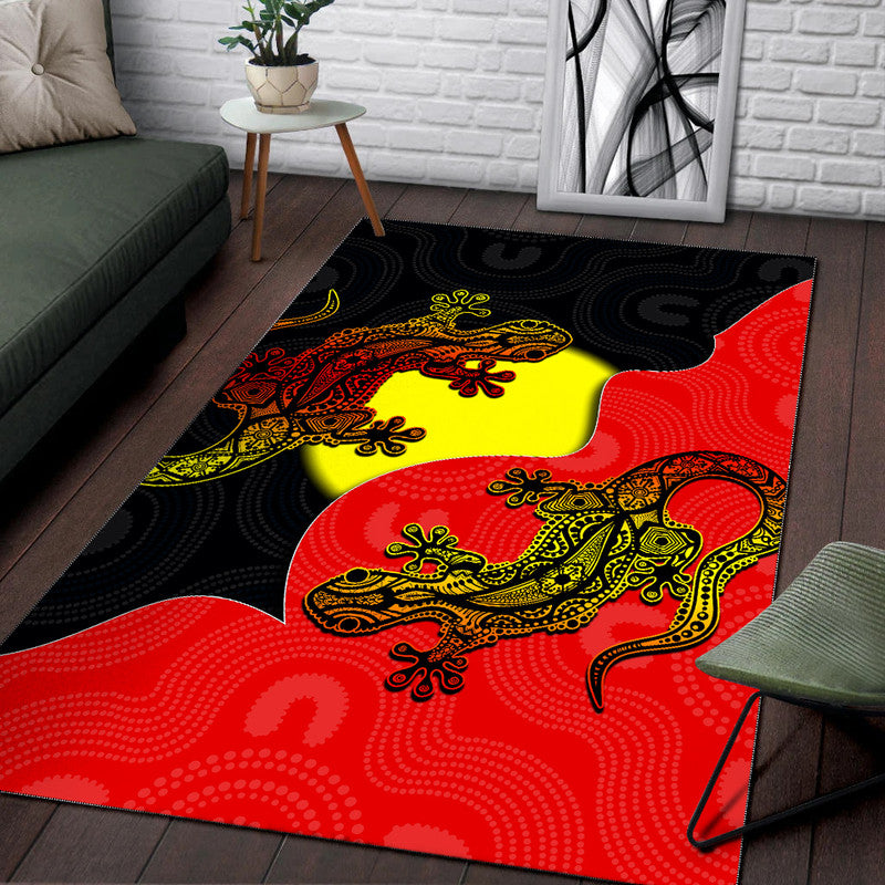 Aboriginal Flag Mix Lizard Area Rug - Vibe Hoodie Shop