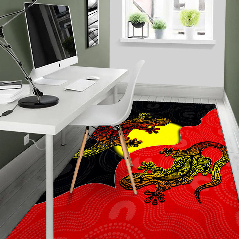 Aboriginal Flag Mix Lizard Area Rug - Vibe Hoodie Shop